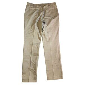 Lands End Womens Khaki Straight-Leg Pants Size 14 Cotton Blend Work Wear Career